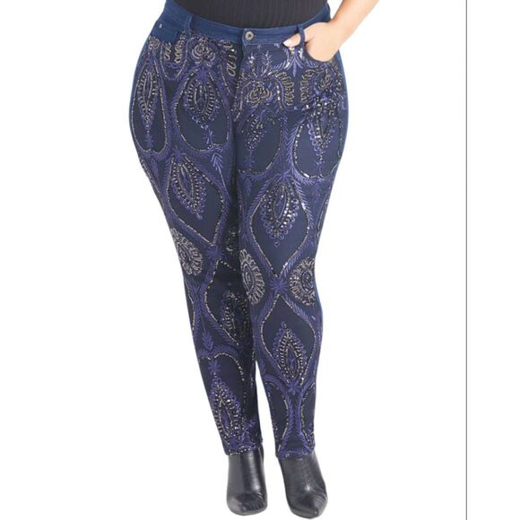 VENUS Denim - Venus NEW TAGS Embellished Mid Rise Skinny Jeans Size 24 Womens Plus